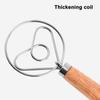 Dough Mixer Stainless Steel Dough Whisk with Wooden Handle Easy-to-clean Bread Whisk for Home Kitchen
