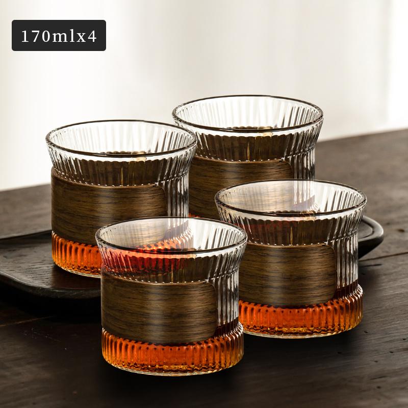 Стеклянная чашка с узором из молотка для кофе, деревянная кружка для чая, чашка для мастеров, маленький набор для кунг-фу, кружка для чая