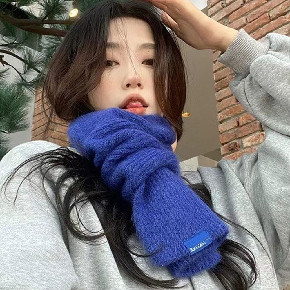 Solid Color Cross Scarf Thicken Short Neckerchief Neckerchief Wrap Knit Scarf Women