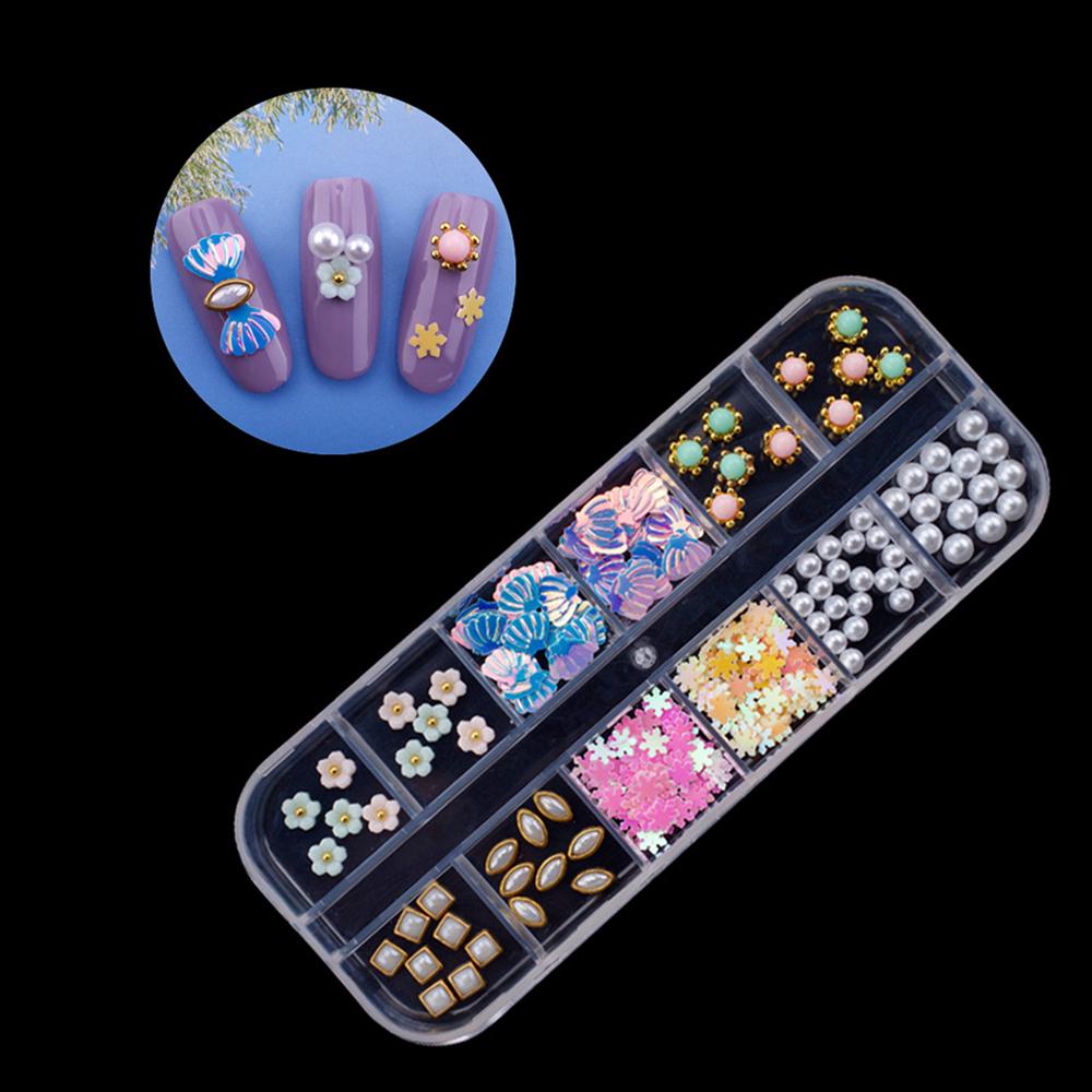 Nail Crystal Rhinestones Palette DIY Nail Sequins Mermaid Beads Nail Art Decorations Seashell Tips