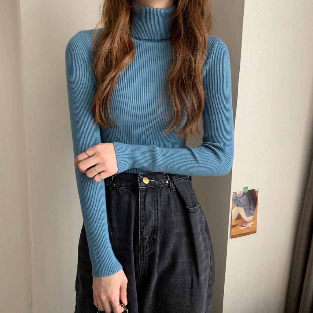 Ребристый пуловер, женский свитер, джемпер, зимняя тонкая водолазка, вязаные свитера, женский мягкий теплый трикотаж с длинными рукавами, свитер