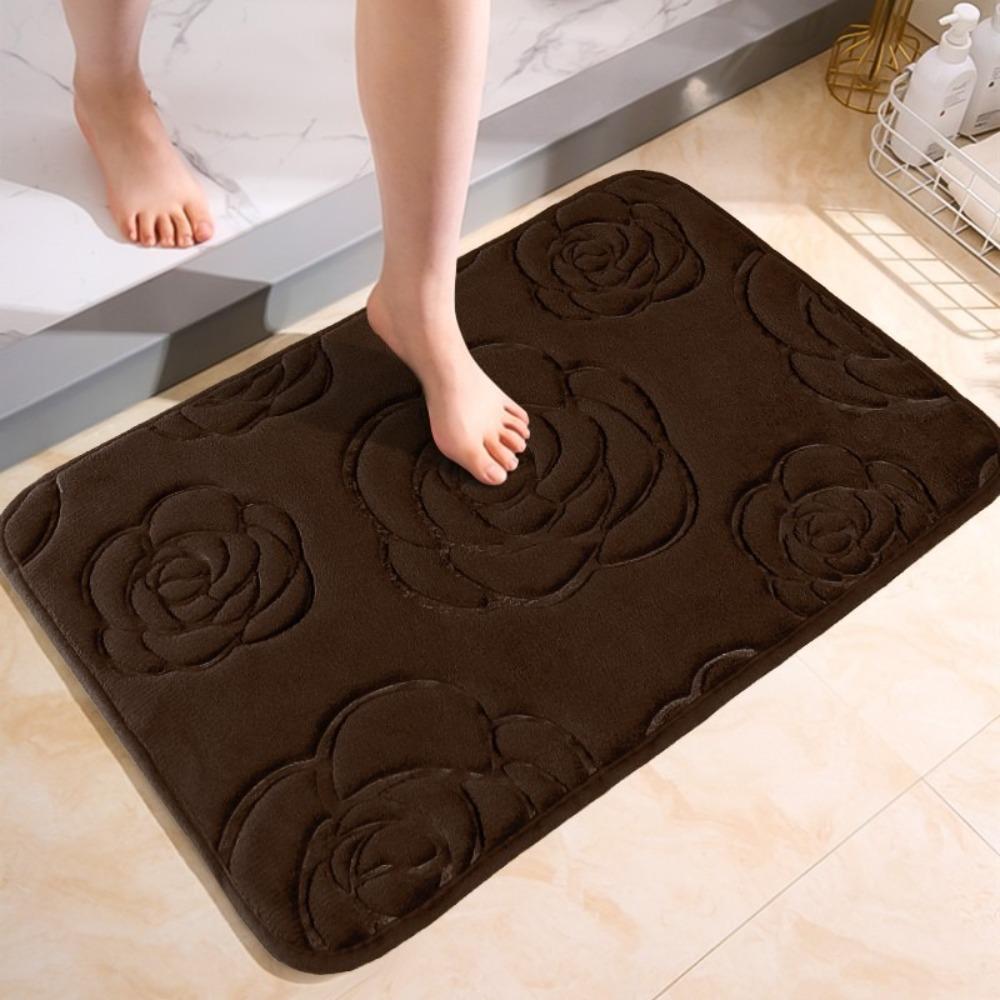 Machine Washable Coral Velvet Carpet Polyester Bathroom Rug Creative Non-Slip Mat Bathtub