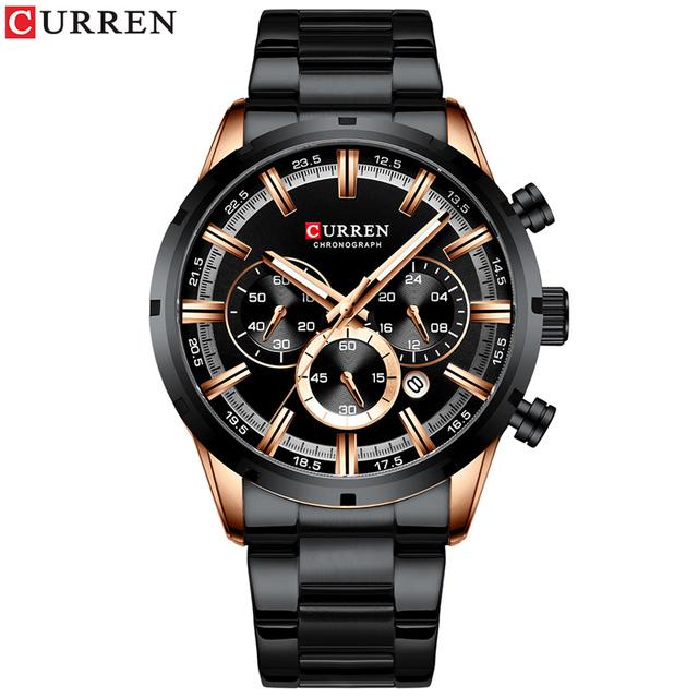 CURREN Luxury New Mens Stainless Steel Band Wristwatches for Men Casual Fashion Quartz Clock Mens Chronograph Watch with Date