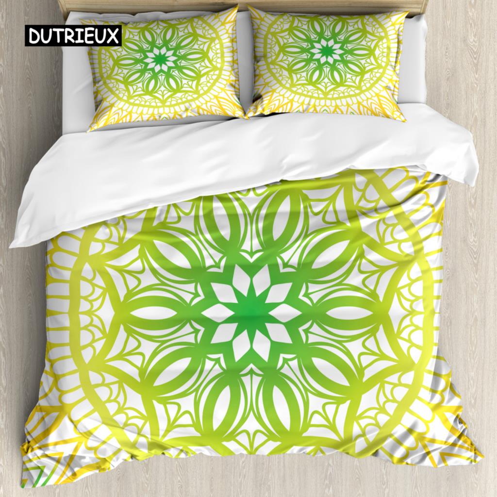 Комплект постельного белья Bohemian Mandala из 2/3 предметов, двуспальное, двуспальное, королевского размера, пододеяльник и наволочка, мягкое постельное белье