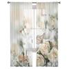 Yellow Roses And White Calla Lilies Butterfly Flower Tulle Sheer Curtains for Living Room Kitchen Decor Voile Organza Curtain