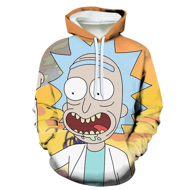 Autumn 3D Animation "Rick and Morty" Printed Hoodies Fashionable Casual Sports Long Sleeved Men's Hooded Sweatshirts