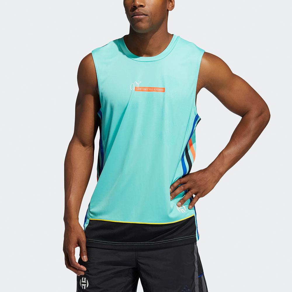 Adidas Harden Logo Fitness Training Basketball Tank Men Tops Acid-Green GP9792