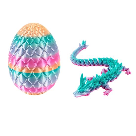 3D Printed Mini Dragon Egg Articulated Dragon Fidget Toy Inside Egg Easter Basket