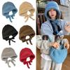 Strap Windproof Rope Knitted Hat Ear Protection Wool Balaclava Hat Cute Pullover Hat  Women