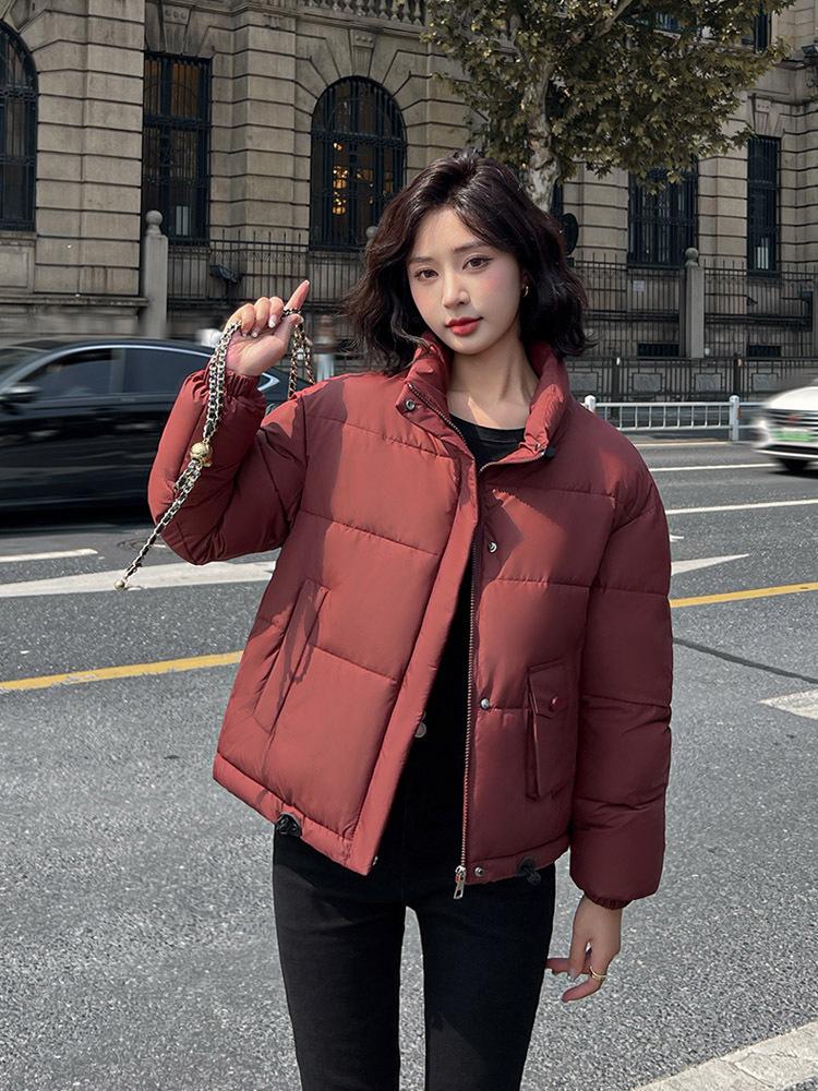 Stand-up Collar Down Cotton Clothes Women's Short Models Small Winter New Thickened Loose Bread Clothes Jacket
