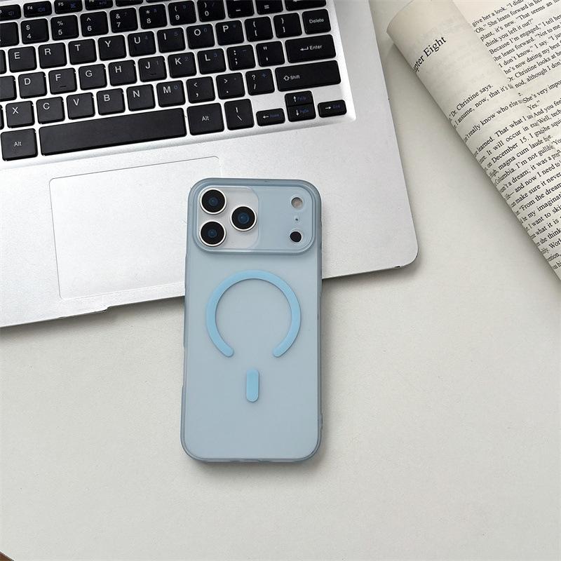 Подходит для iPhone17PROMAX Чехол с магнитом и сенсором 'Ледяной туман', Apple 16 Простой Ультратонкий Жесткий Защитный Чехол 15