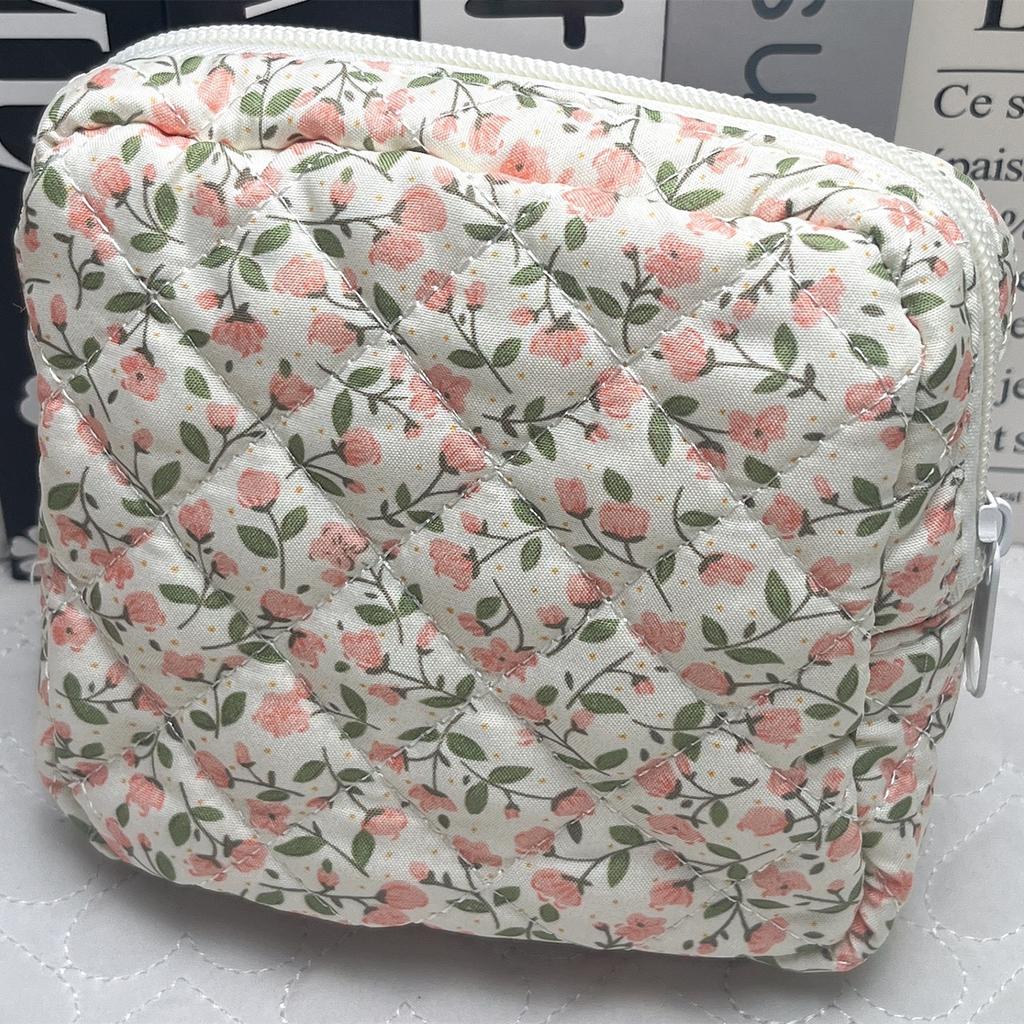Mini Women Cosmetic Bag Cute Floral Small Makeup Bags Toiletry Organizer Female Coin Card Storage Purse Make Up Case Bag