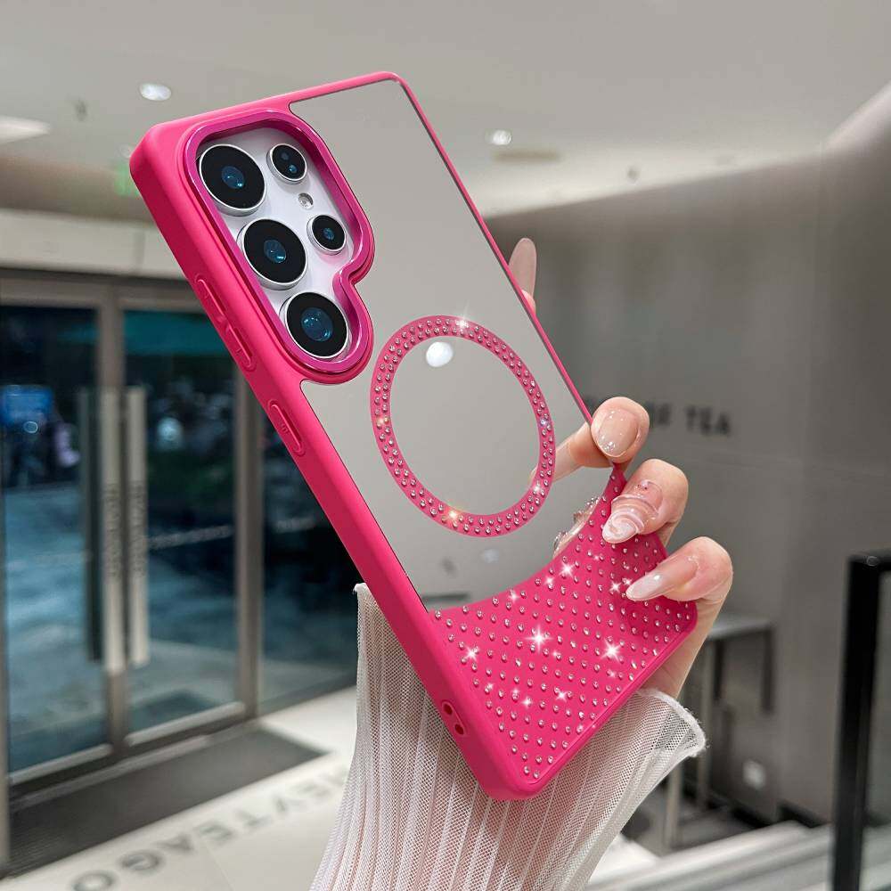 Зеркальный чехол для Samsung Galaxy A25 5G/ A35/ A55/A32/A26/A36/A56 MagSafe Magnetic Wireless Charger Fashion Makeup Candy Color Glitter Phone Cover