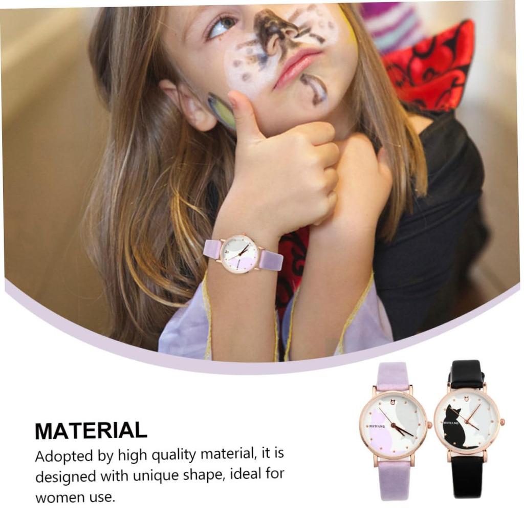 MUCKLILY Мультфильм Кот Часы Часы 2 шт Детские Девочки Часы Женские Часы Детские Часы Девочки Часы Кошка Часы Девочки Ученики начальной школы Lilojes