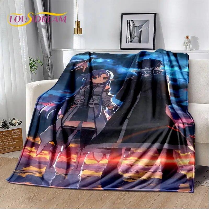 Мягкое плюшевое одеяло SAO Sword Art Online с рисунком аниме, фланелевое одеяло для гостиной, спальни, кровати, дивана, пикника, детей