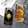 Таинственный черный кот Для Samsung Galaxy S26 S20 FE S21 S22 S23 Plus S24 Ultra S25Ultra S21+ S22Plus Золотой стеклянный чехол для телефона