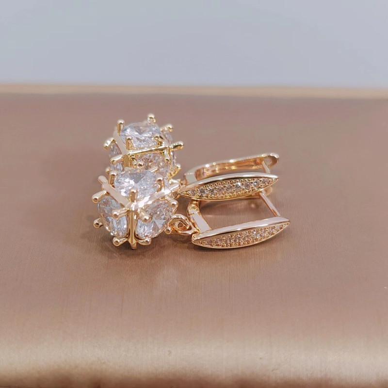 Модные вечерние серьги для женщин, новинка 2023 года, серьги-капли золотого цвета с кристаллами циркония, изысканные вечерние ювелирные аксессуары