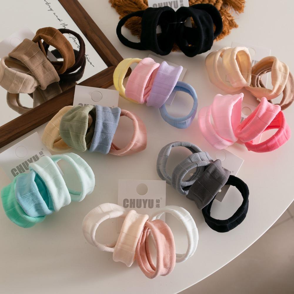 4pcs/set Seamless Hair Rope Set Macaron Color Elastic Hair Rings Simple Towel Hair Ties  Girl