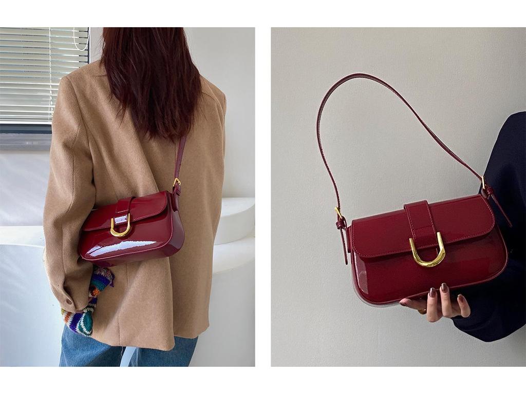 Женская ретро-сумка с пряжкой Horseshoe Red в стиле ретро - 2025, через плечо и через плечо