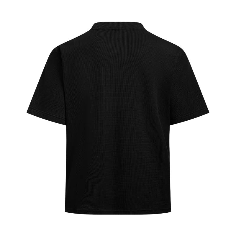 Under Armour Вафельная футболка хенли с логотипом, со спущенным плечом, с коротким рукавом, мужская, черная 6007562-001