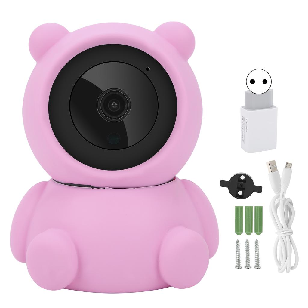 1080P WiFi PTZ Camera Pink Bear Styling Remote Viewing Night Vision 2?Way Audio Security Home CCTV