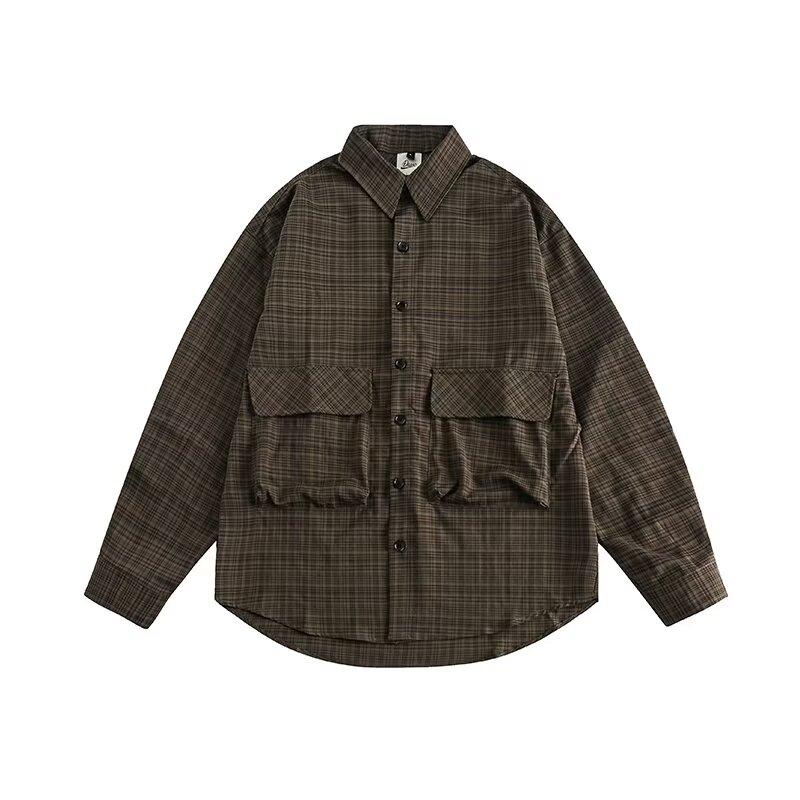 Рубашка мужская в гонконгском стиле, клетчатая, повседневная, в корейском стиле, модная, подходящая ко всему и красивая, супер популярная мужская рубашка, мешковатое пальто