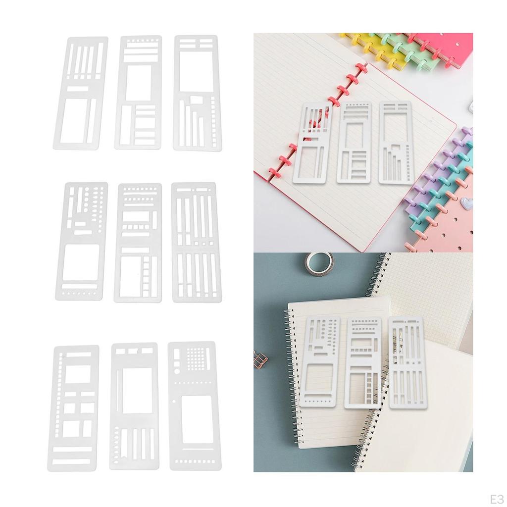 3 Pieces Journal Stencils Handmade Planner Stamps Lists Diary Notebook Painting Crafts DIY Reusable