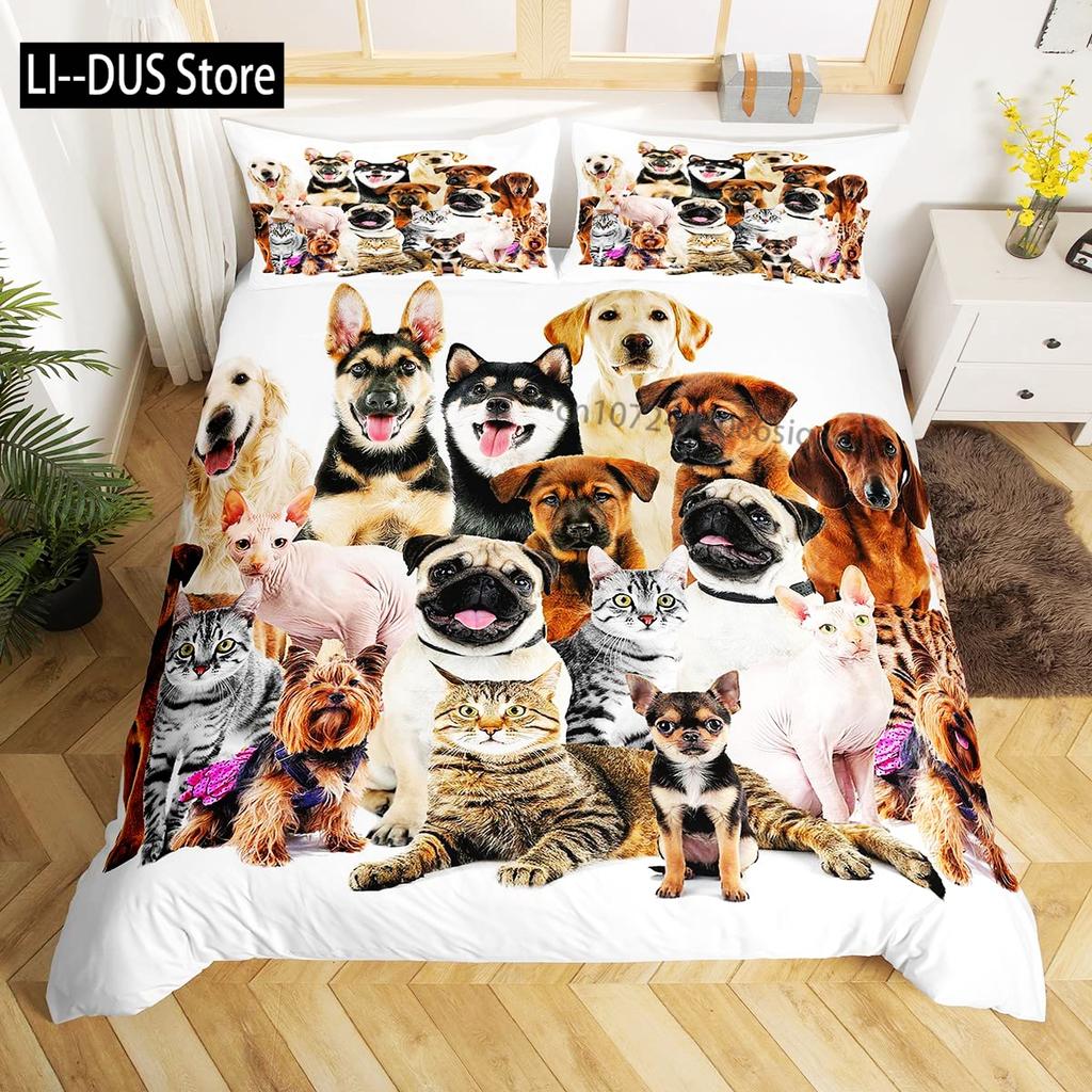 Labrador Duvet Cover Set Hand Drawn Sketch Welsh Corgi Decorative 3 Piece Bedding Set With 2 Pillow Shams Queen King Full Size