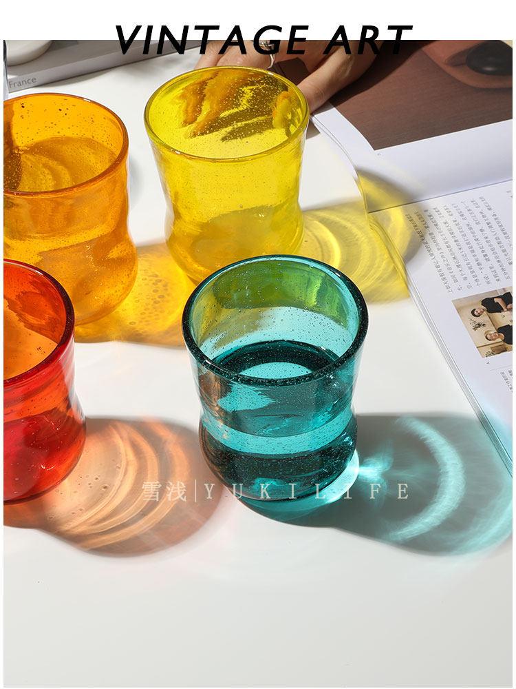 Colorful Glass Coffee Glass Cup Handmade Bubble Glass Wine Milk Juice Glass Water Cup