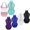 Kids Girls Sleeveless Sequins Halter Neck Strappy Back Gymnastics Leotard Athleic Tank Top