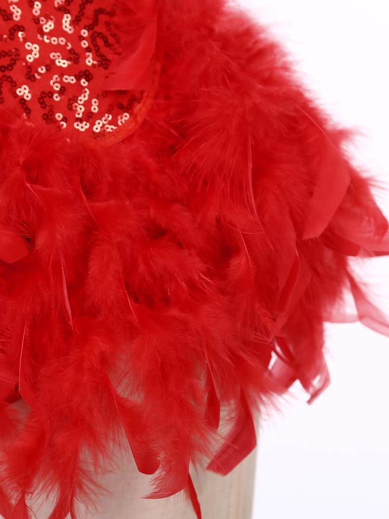 Womens Stage Performance Dancewear Halter Sleeveless Backless Shiny Sequins Feather Dance Leotard