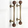 Walnut Brass Cabinet Handles Brass Wardrobe Door Handles Walnut Knobs  Cabinet Hardware