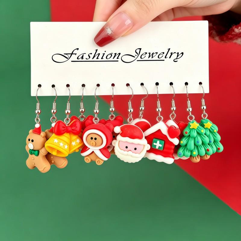 Cartoon Christmas Earrings Women Men - Santa Snowman Reindeer Holiday Party Jewelry Accessories
