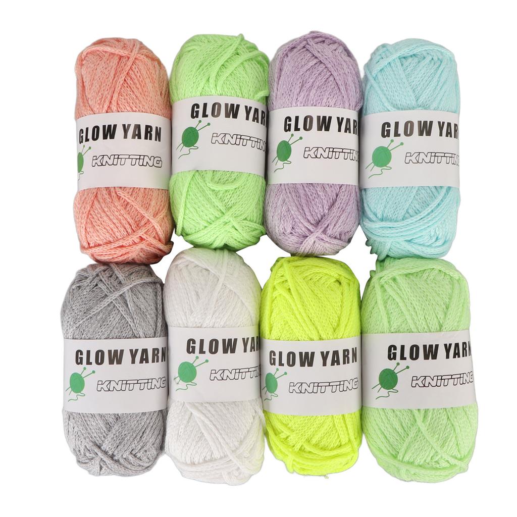 8pcs Glow Yarn Multicolor Knitting Luminous Craft Yarn for Beginner DIY Crocheting Craft 50m