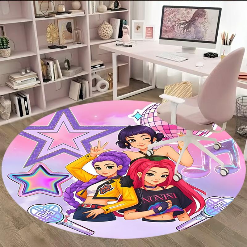 1 шт. Ковер K-pop команды, Круглый ковер, Удобный, Подходит для прихожих, Гостиных, Офиса и Спален, Рождественское украшение
