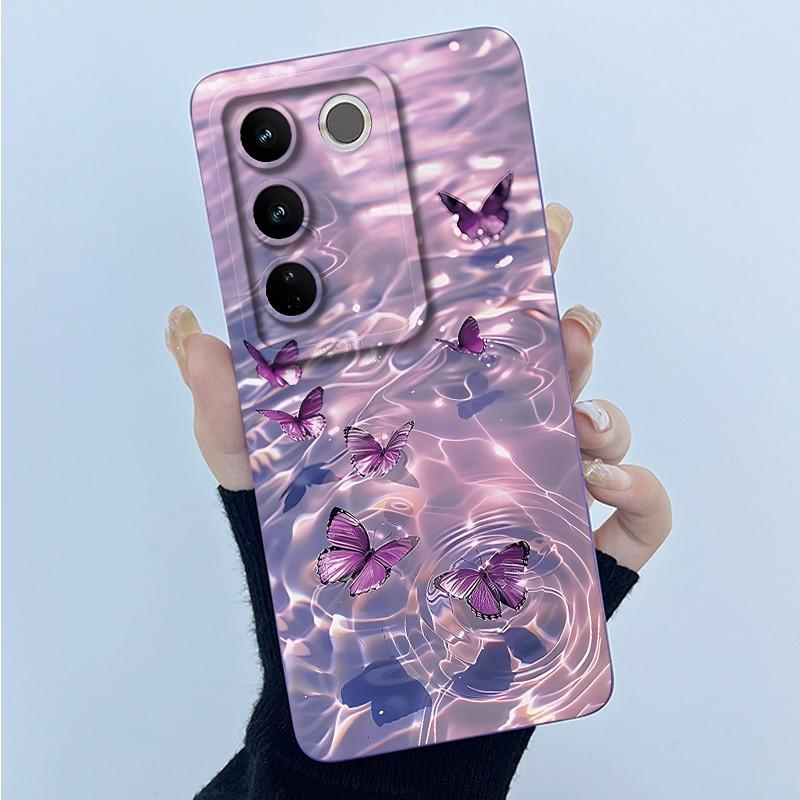 Для телефона VIVO V27 V29 5G Чехол V25E LATAM V27E V29E Крышка Модный Простой Цветок Мягкий Жидкий Силикон Защитный Чехол Fundas