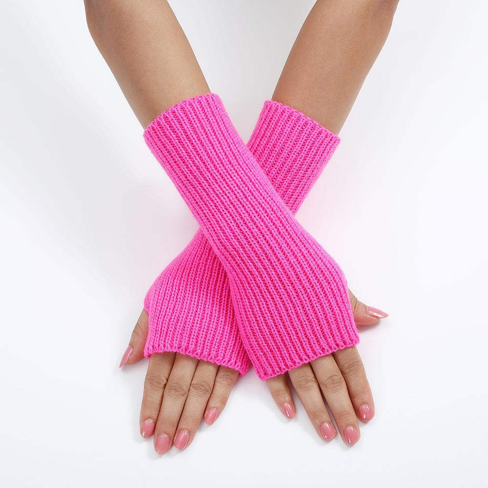 Women Long Fingerless Gloves Knitted Mitten Hand Warmers Winter Warm Wool Knitting Half Finger Gloves Unisex Arm Sleeve