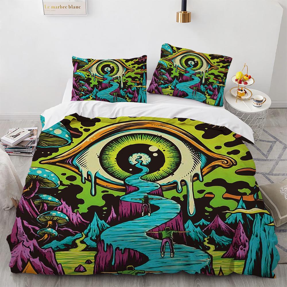 Big Eye Duvet Cover Cover Colourful Painting Art Comforter Cover King Queen Size for Teens Adults Kids Polyester Bedding Set
