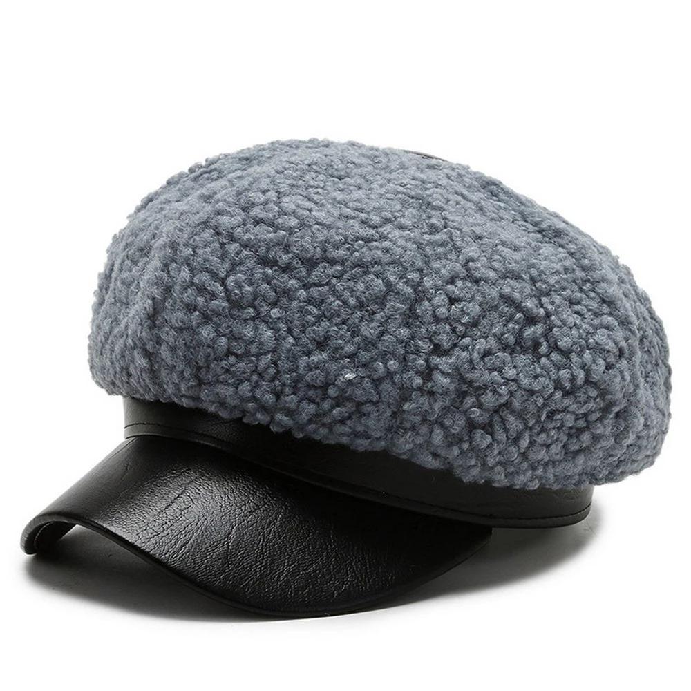 Женский берет, осенне-зимняя восьмиугольная шапка для женщин, кашемировая кепка газетчика, теплая кепка в британском стиле