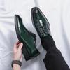 Fashion Fashionable Green Spring and Autumn Men's Pointed Lace Up Formal Leather Shoes New Men's Comfortable Carved Block Leather Shoes