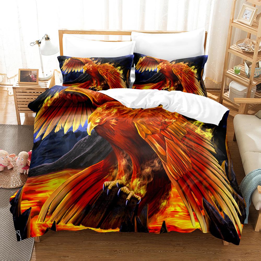 3D Digital Printing Three-Piece Set Bedding Pillowcase Quilt Cover American Style Home Textile