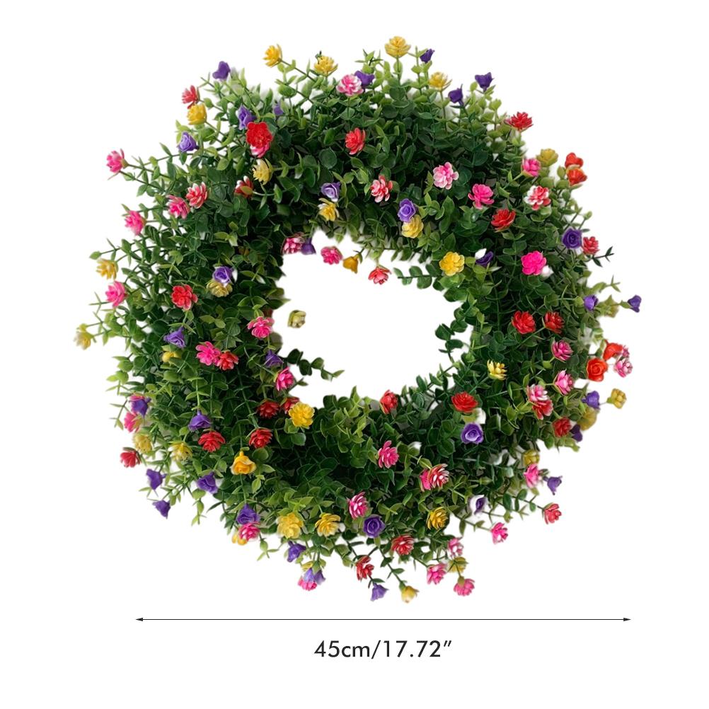 Colorful Spring Summer Wreath Farmhouse Colorful Cottage Wreath Artificial Flowers Wreath Decor for Front Door Wall
