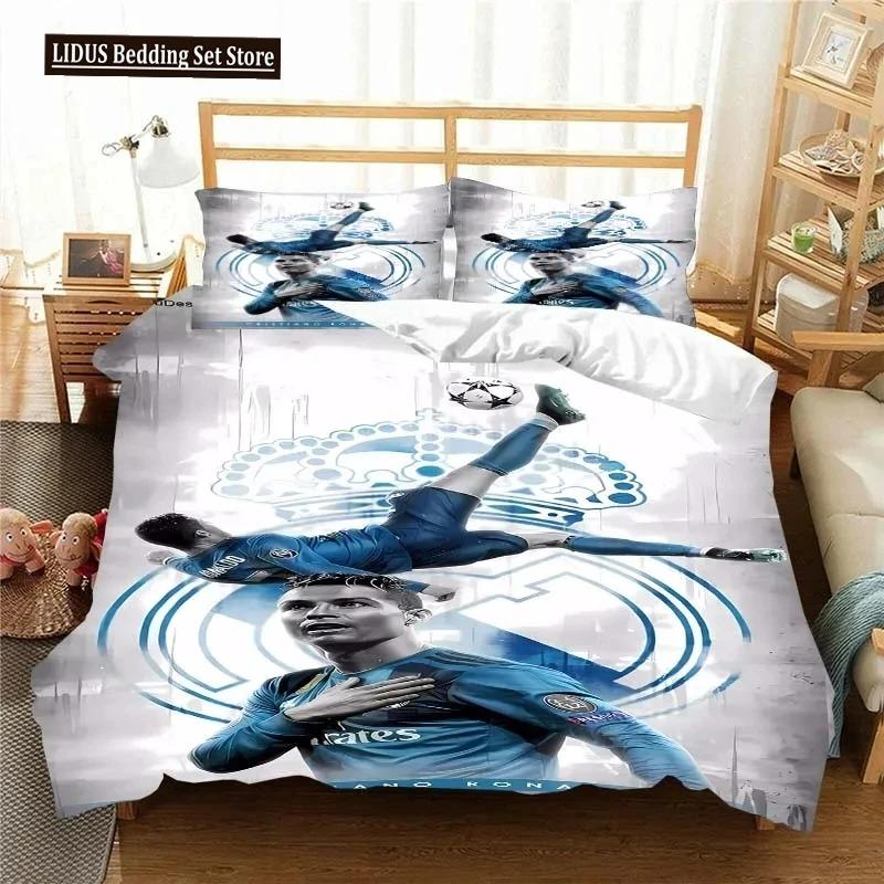 Fotbal Star CR7 Socer Beding Set Young Boys Young Girls Twin Quen Sized Dimensions Soft Duvet Cover Pilowcase Bed Young Boys Adult People Fashion Home