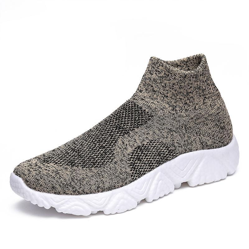 Мужские кроссовки для бега 2026 года Flyknit Mesh Slip-On High-Top - Удобная спортивная повседневная обувь на осень
