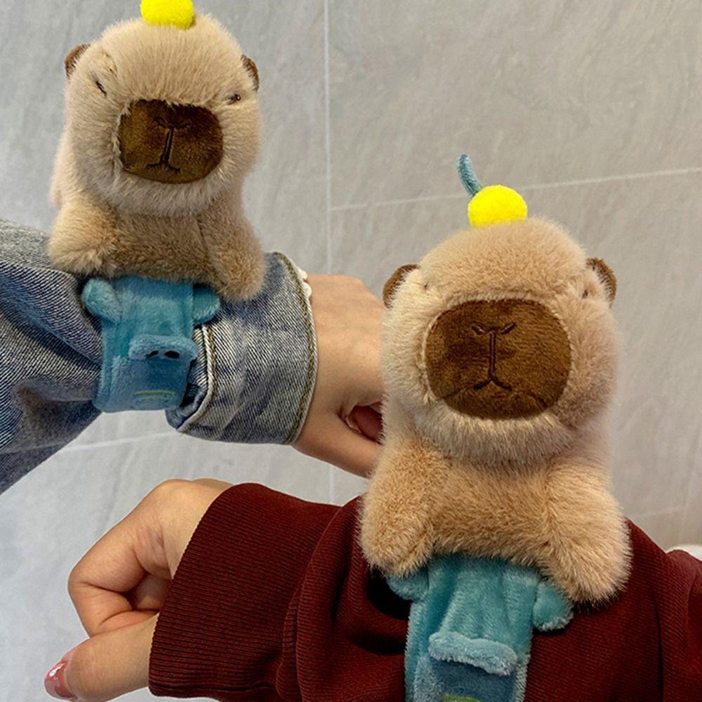 Мягкий браслет-пощечина капибары, плюшевое животное, хлопающее кольцо, забавная интерактивная игрушка для детей, подарок