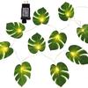 Plug In Monstera Leaf String Lights, 33 Ft 100 LEDs Artificial Palm Leaves Wall Hanging Vine Green Leaf Fairy Lights with Remote Controller for