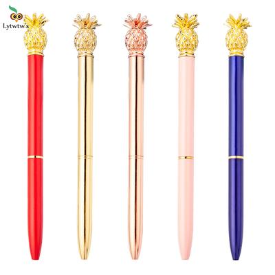 1 шт. Красивая металлическая шариковая ручка в виде ананаса, интересная шариковая ручка, школьные канцелярские принадлежности для школы и офиса
