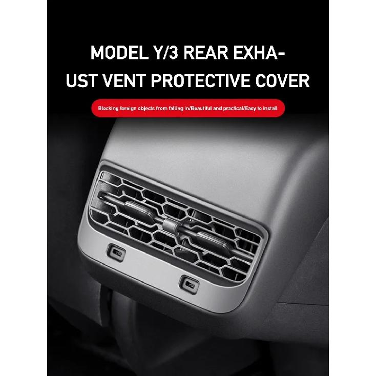 Rear Air Vent Cover For Tesla Model 3 Y Accessories Center Console Armrest Box Back Conditioner Outlet Filter Grille Protector