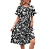 Summer Women's Dress Floral Pattern Printed Short Sleeve Dresses