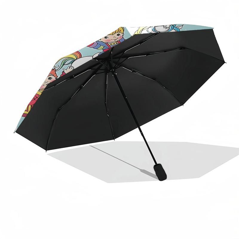 Rainbow Friends Automatic Opening/Closing Umbrella with Foldable Design and 8-Bone Iron Frame - Perfect for Outdoor Use, Festive Gifts, Trav